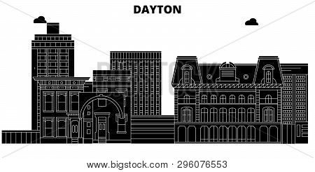 Dayton, United States, Vector Skyline, Travel Illustration, Landmarks, Sights.