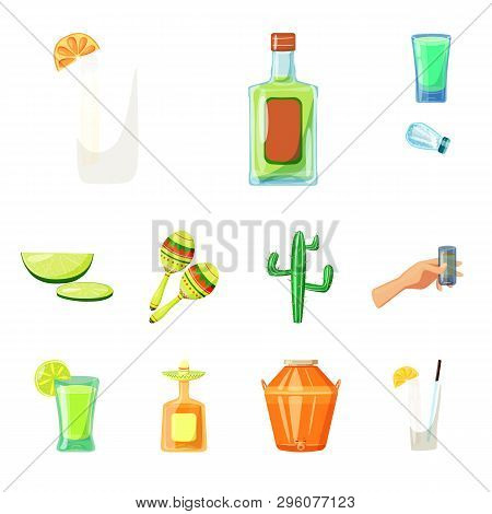 Vector Design Of Mexico And Tequila Icon. Set Of Mexico And Fiesta Vector Icon For Stock.