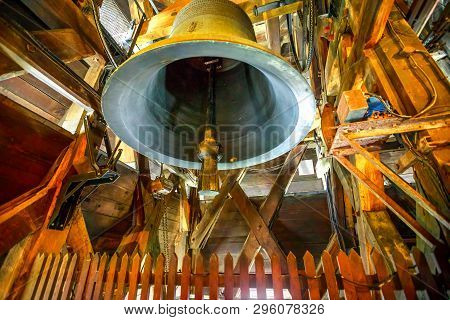 Paris, France - July 2, 2017: Close Up Of The Bell Of Notre Dame Church In Paris, Interior View. Our