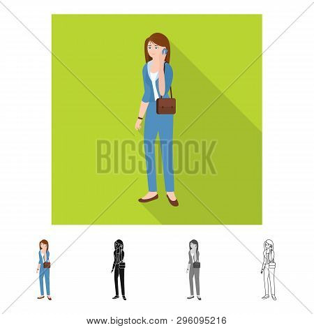 Isolated Object Of Woman  And Business Logo. Set Of Woman  And Businessperson Vector Icon For Stock.