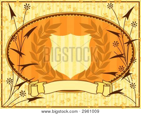 방패와 꽃 요소와 배경