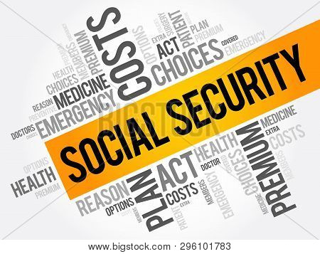 Social Security Word Cloud Collage, Health Concept Background