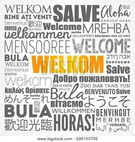 Welkom (welcome In Afrikaans) Word Cloud In Different Languages