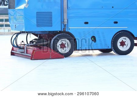 Special Machine To Clean The Ice At The Skating Rink