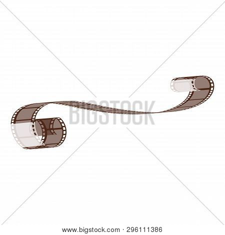 Spun On The Ends In A Spiral Film Strip With Frame For Shooting Movies And Photos.