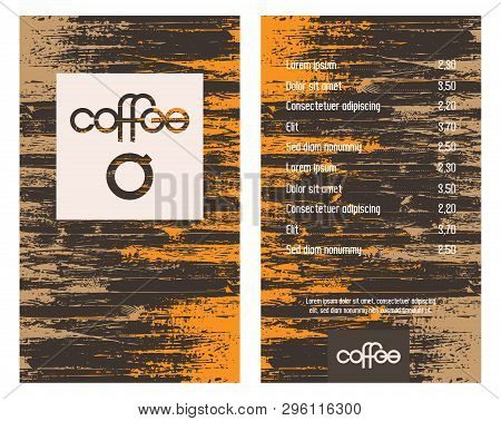 Coffee House Menu With Original Modern Lettering And Stylized Coffee Cups. Vector Illustration.