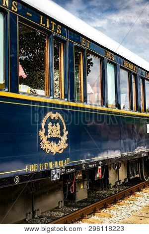 Ruse City, Bulgaria - August 29, 2017. The Legendary Venice Simplon Orient Express Is Ready To Depar
