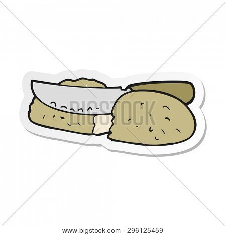 sticker of a cartoon slicing bread