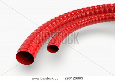 Red Ribbed Hose 3d Illustration On White Background 3d Illustration