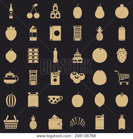 Different Drinks Icons Set. Simple Style Of 36 Different Drinks Icons For Web For Any Design