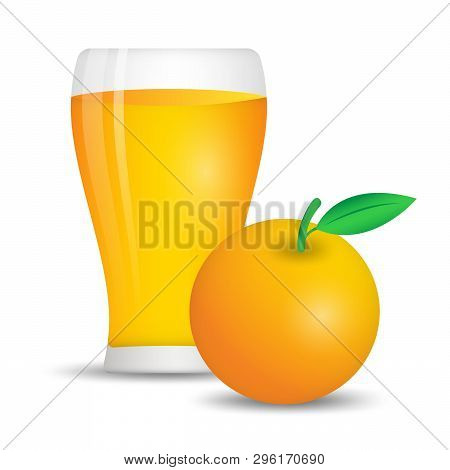 Orange Juice With Glass Vector, Web Icon, Sign, Design Elements For Business