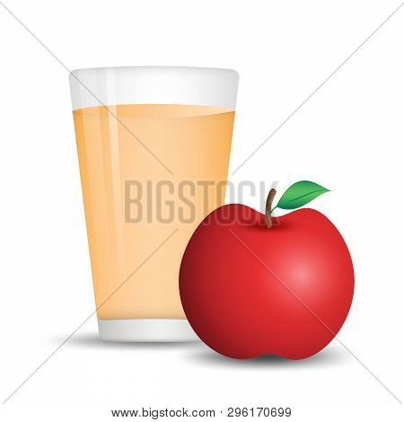 Apple Juice With Glass Vector, Web Icon, Sign, Design Elements For Business