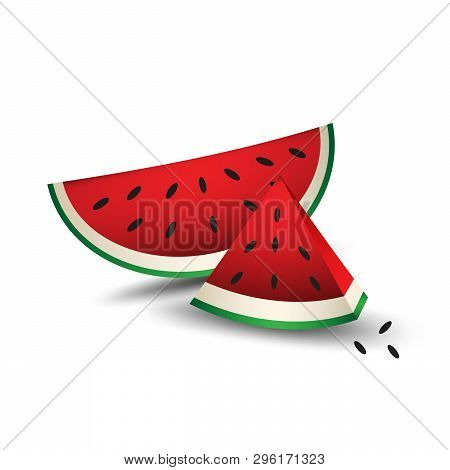 Watermelon Icon In A Flat Style . Web Icon, Sign, Fruit Vector, Design Elements For Business