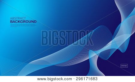 Blue Wave Background, Abstract Texture, Cover Design, Geometric Vector, Graphic, Minimal, Flyer Temp