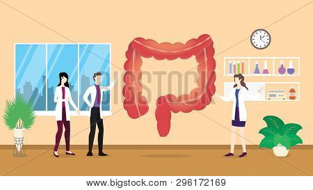 Human Colon Health Care Checkup Analysis Identifying By Doctor People On The Hospital - Vector Illus