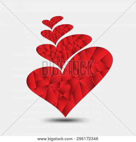 Red Heart Polygonal Vector, Heart Icon, T Shirt Logo, Flat Icon For Apps And Website, Love Sign, Val