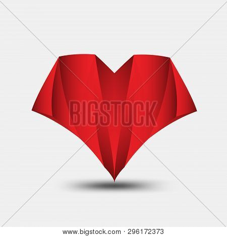 Red Heart Polygonal Vector, Heart Icon, T-shirt Logo, Flat Icon For Apps And Website, Love Sign, Val