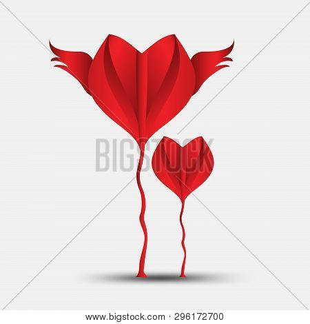 Red Heart Polygonal Vector, Heart Icon, T-shirt Logo, Flat Icon For Apps And Website, Love Sign, Val