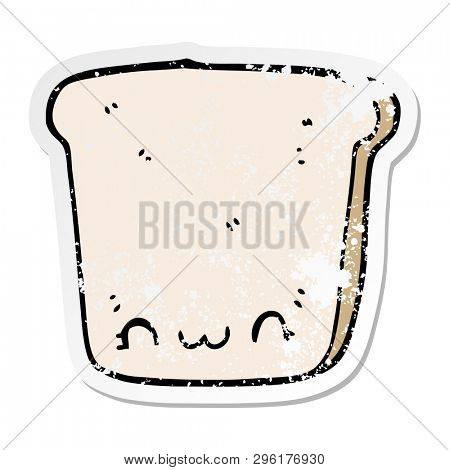 distressed sticker of a cartoon slice of bread