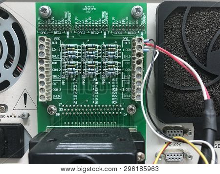 Maemoh, Lampang, Thailand - November 16, 2018: Electronic Circuits With Many Resistors And Other Sem