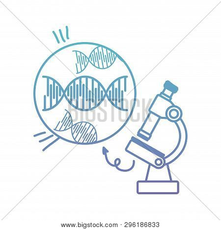 Dna Chain With Microscope Vector Illustration Design