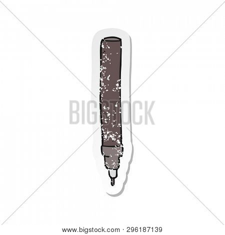 retro distressed sticker of a cartoon fineliner pen