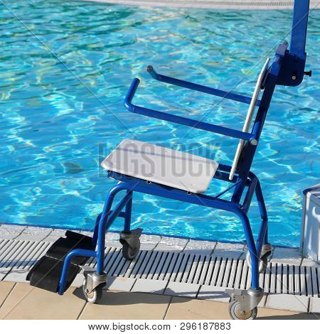 Special Wheelchair To Go On The Pool In The Resort