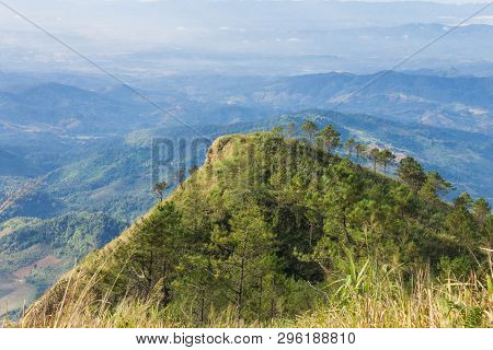Phu Nom With Landscape Mountain Sky At Phu Langka National Park Phayao Thailand Zoom. Phu Langka Nat