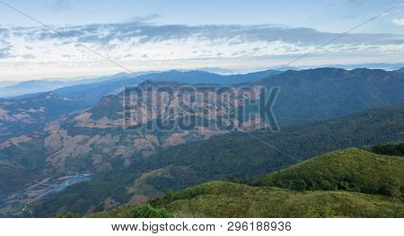 3 Tree Mountain At Phu Langka National Park View Point Phayao Thailand Travel. 3 Mountain Rim With C
