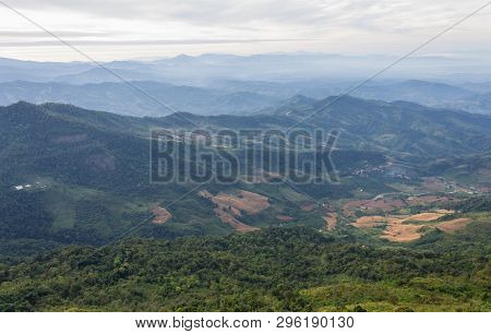 Landscape Phu Langka National Park View Point And Village Phayao Thailand Travel. Phu Langka Nationa