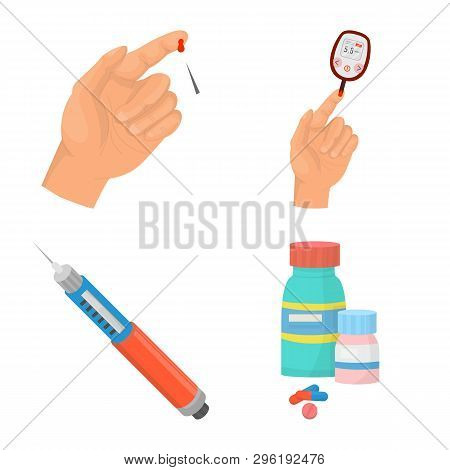 Vector Illustration Of Mellitus And Diabetes Icon. Collection Of Mellitus And Diet Stock Symbol For 