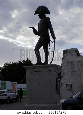 Tarifa, Spain - March 29, 2019: Statue Of General Francisco De Copons Who Defended Tarifa In 1812 Fr