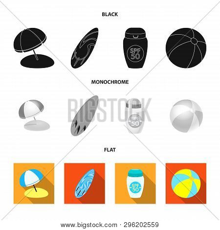 Vector Design Of Equipment And Swimming Icon. Set Of Equipment And Activity Vector Icon For Stock.