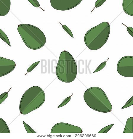 Avocado Colored Isolated Seamless Pattern On White Background.