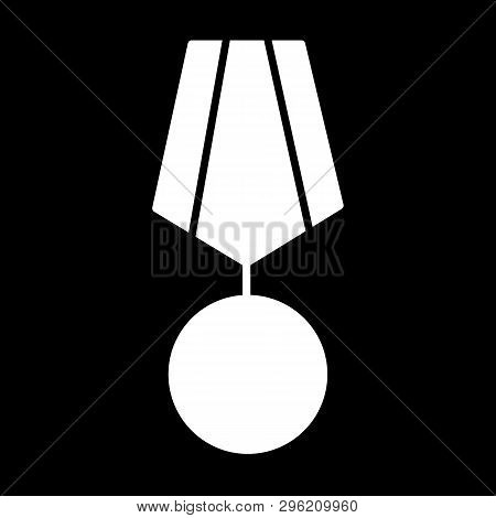 Round Medal Bage Solid Icon. Vector Illustration Isolated On Black. Glyph Style Design, Designed For