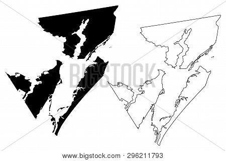 Aransas County, Texas (counties In Texas, United States Of America,usa, U.s., Us) Map Vector Illustr