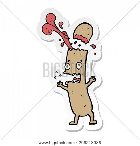 sticker of a cartoon undercooked sausage
