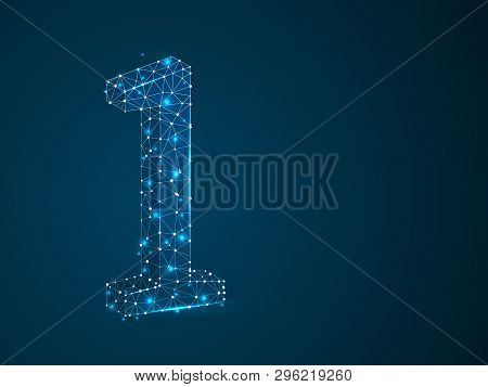 Number One Low Poly Abstract Illustration Consisting Of Points, Lines, And Shapes In The Form Of Pla