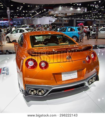 Nonthaburi, Thailand - April 3, 2019: Back View Of Nissan Gtr Model 2019 Presented In Motor Show 201