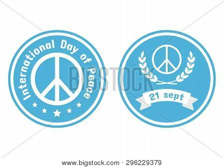 Logo Set For International Day Of Peace On Blue Background, Vector Illustration