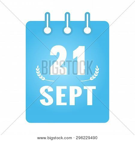September 21 Calendar Blue Icon. International Day Of Peace. Vector Illustration