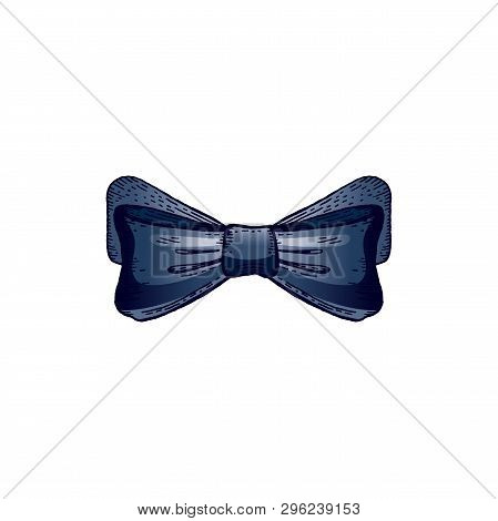 Bow Tie Hand Drawn Sketch, Black Outline Ink Art. Elegant Gentleman Neck Accessory, Dress Code Tiebo