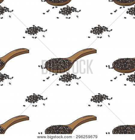 Chia Seeds Colored Isolated Seamless Pattern On White Background.