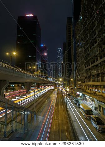 Hong Kong Long Exposure Seen From Connaught Road.