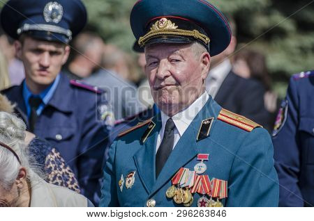 Lutsk , Ukraine, May 9, 2014: Victory Day, People Column