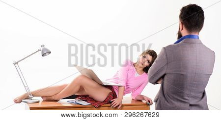 Its More Than Just Flirtation. Flirtatious Girl. Gorgeous Businesswoman Enjoying Flirtation With Bus