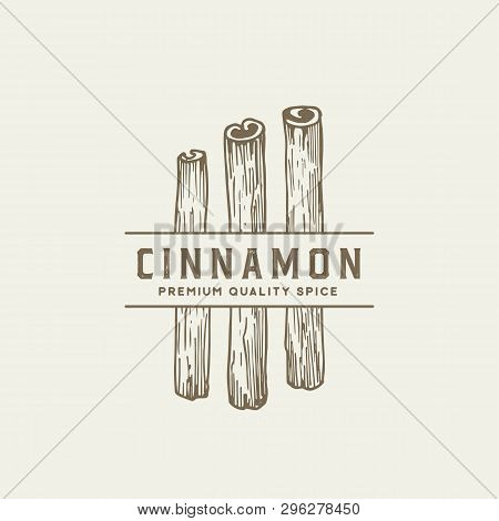 Cinnamon Premium Quality Spice Abstract Vector Sign, Symbol Or Logo Template. Hand Drawn Cinnamon St