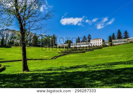 A Spacious Lawn In Front Of The Main Building