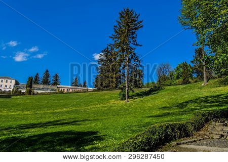 A Spacious Lawn In Front Of The Main Building