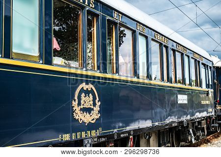 Ruse City, Bulgaria - August 29, 2017. The Legendary Venice Simplon Orient Express Is Ready To Depar